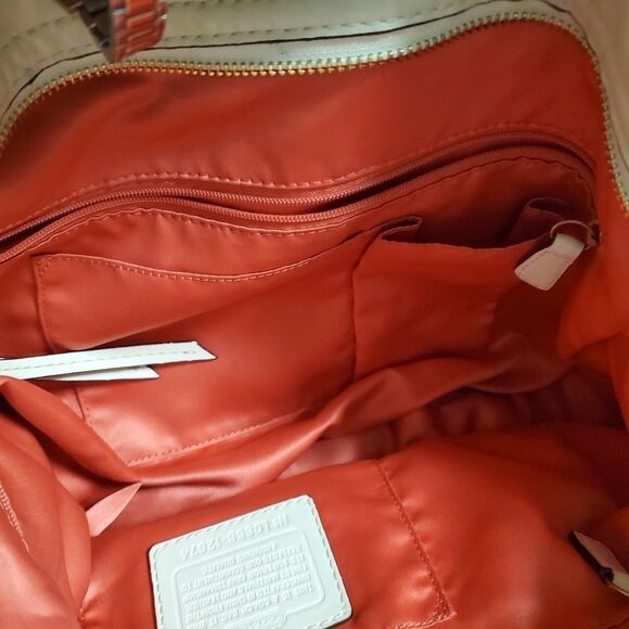 Coach Zoe cream tan white logo horse & carriage Signature C medium tote bag - Picture 13 of 16